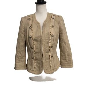 White House Black Market Linen Blend Khaki Jacket Size 6